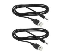 Create idea 2 Cables USB Alimentación de 5V Carga Rápida Tipo A USB con Conector de Barril de 3,5x1,35mm Compatible con Foreo Cargador Luna Cable Alimentación Repuesto 1,2 m Color Negro