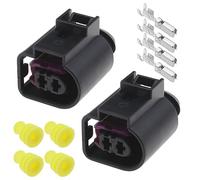 Create idea 2 juegos de enchufes de carcasa de 2 agujeros con terminales sellos de goma 4D0971992 compatible con VW Golf compatible con Audi A3 A4 A6 Q5 enchufe conector de bocina