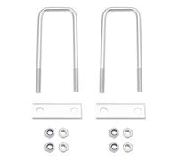 Create idea 2 juegos de pernos en U cuadrados de hierro galvanizado con tuercas M10 placa de marco para coches, remolques, tuberías, fontanería, aplicaciones industriales