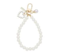 Create idea 2 llaveros de perlas de imitación para mujer, diseño de corazón de amor, llaveros y llaveros de 10 cm de longitud, se utiliza como llavero de coche, cinturón, llave de casa, color dorado,