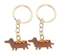 Create idea 2 llaveros de perro salchicha de 38 x 18 mm, llavero de tono dorado para cumpleaños, día de San Valentín, Acción de Gracias, Año Nuevo, regalo para mujeres, niñas, niños, bolsa de