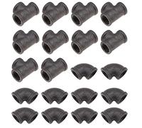 Create idea 20 Piezas Juego Combinado de 1/2 Pulgada de Codo en T Accesorios de Tubería Roscados de Hierro Fundido Maleable Retro para Toallero Estanterías Tendedero Muebles Accesorios Decorativos