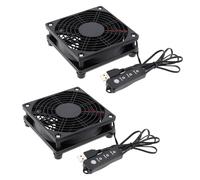 Create idea 2pcs Ventilador de PC de 120 Mm con Controlador de 3 Velocidades para Enrutador Módem DVR TV Box 5 V USB