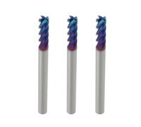 Create idea 3 Brocas de Fresado CNC HRC 65 de 4 Mm Y 45 Grados con Recubrimiento Nano Azul Aptas para Acero Al Carbono Y Acero de Aleación.