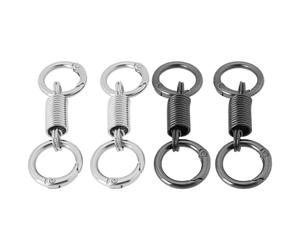 Create idea 4 Llaveros de Estilo Retro Nórdico con Resorte Doble Llavero con Forma de Resorte Llavero de Estilo Retro con Doble Anilla Llavero con Resorte de 73 X 24 Mm Color Plateado Y Negro