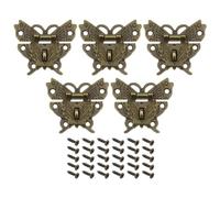 Create idea 5 juegos de cierres antiguos con tornillos de aleación de mariposa, pestillo decorativo vintage para joyería de madera, caja de madera, gabinete, bronce