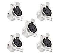 Create idea 5 Piezas XLR Conector Hembra de 3 Pines Conector Adaptador de Audio Conector XLR de Metal de 3 Pines Hembra Conector Adaptador de Enchufe Hembra para Micrófono Instrumentos Musicales