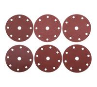 Create idea 60pcs Discos Lijado Rojos 150mm 9 Agujeros Almohadillas Circulares de Gancho Y Bucle Papel de Lija Surtido de Grano 40/80/120/320/600/800 10 Uds Cada Uno
