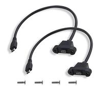 Create idea Cable de extensi¨®n micro USB 2.0 de 5 pines macho a hembra de 0,3 m con agujero de montaje en panel incluyendo tornillos de montaje para transferir datos con ordenador