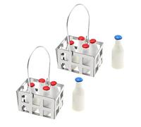 Create idea Juego de 2 cestas de Botellas de Leche en Miniatura para casa de mu?ecas con Cesta Accesorios de Muebles para casa de mu?ecas 1/6 o 1/12 decoraci¨®n de casa de mu?ecas