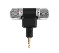 Create idea Mini micrófono estéreo de 3,5 mm, chapado en oro, 5,7 x 5,5 x 1,3 cm, adecuado para teléfonos móviles, ordenadores, grabadoras