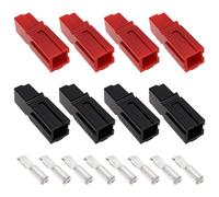 Create idea Paquete de 8 conectores de batería de desconexión rápida de 75 A 600 V, conector de batería de conexión rápida, terminal de enchufe 12AWG-6AWG, 4 rojos + 4 negros