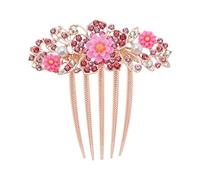 Create idea Peineta de Flores con Diamantes de Imitación para Boda Tocado de Novia Accesorios Decorativos para El Cabello para Boda Moño Francés Recogidos Completos Peinados de Moño Bajo Rosa
