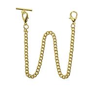 Create idea Reloj de Bolsillo Albert Cadena de Chaleco con Barra en T Y Cierres de Reloj de Metal Clásico de 14 Pulgadas Y Soporte para Reloj de Bolsillo Cinturón de Chaleco de Eslabón Dorado