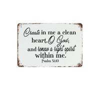 Create in Me a Clean Heart Scripture Tin Sign 8x12 Inch