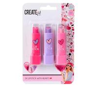 Create it! conjunto de lápiz labial maquillaje en forma de corazón para niños 3 piezas