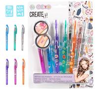 Create It!- Juego de 6 Bolígrafos de Gel para Tatuajes para Niños, Maquillaje Infantil Tattoo Pen