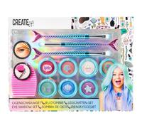 Create It! - Set de Sombras de Ojos para Niños con Tema Sirena | Maquillaje Infantil Seguro | Paleta de Sombras Irisadas y Magnéticas | Kit de Belleza con 3 Pinceles | Juguete Creativo +6 Años