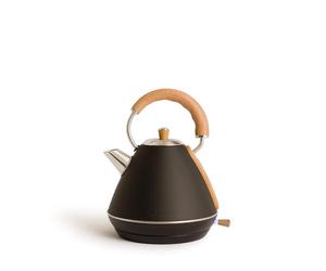 CREATE/KETTLE RETRO L/Hervidor de agua eléctrico negro/Ebullición rápida, capacidad 1,7l, apagado automático, filtrado anti-cal, autoapagado, indicador de nivel de agua, Ø19 cm, 2200 W