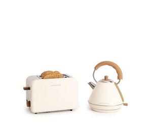 CREATE/PACK TOAST RETRO + KETTLE RETRO M/Tostadora de pan blanco roto con hervidor de agua blanco roto/Hervidor de 1 L