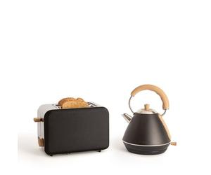 CREATE/PACK TOAST RETRO + KETTLE RETRO M/Tostadora de pan negro con hervidor de agua negro/Hervidor de 1 L