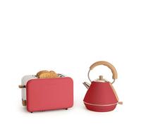 CREATE/PACK TOAST RETRO + KETTLE RETRO M/Tostadora de pan rojo con hervidor de agua rojo/Hervidor de 1 L