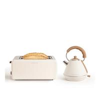 CREATE/PACK TOAST RETRO XL + KETTLE RETRO M/Tostadora de pan blanco roto pastel con hervidor de agua blanco roto pastel/Hervidor de 1L