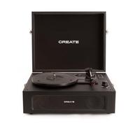 CREATE/Record Player Retro/Tocadiscos Retro Negro/Diseño Vintage, Bluetooth, USB, SD, MicroSD,Mp3, Sonido estéreo, 3 velocidades de reproducción, para Todo Tipo de vinilos