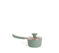 CREATE/SAUCEPAN STUDIO/Cazo de aluminio fundido con revestimiento cerámico verde sage/Tapa transparente, Ø160 cm, capacidad 1,4L, todo tipo de cocinas, antiadherente, resistente, libre de PFOA