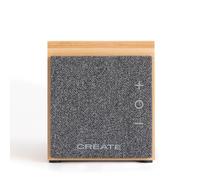 CREATE / Speaker Mini Pro Bamboo/Altavoz Bluetooth de bambú con Soporte para Smartphone/Bluetooth 5.1, hasta 10m de Cobertura, Puerto USB-C, Micrófono Incorporado, Batería Potente de 1800 mAh