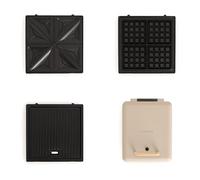 CREATE/STONE STUDIO/Sandwichera grill y gofrera cuádruple arena / 3 placas intercambiables: Grill, Gofre y Sandwich, antiadherente, apertura 180º, 4 rebanadas, autoapagado, retro, 1600W