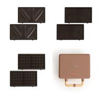 CREATE/STONE STUDIO/Sandwichera-Grill y gofrera doble verde moca / 3 placas intercambiables: Grill, Gofre y Sandwich, antiadherente, apertura 100º, 2 rebanadas, autoapagado, retro, 800W