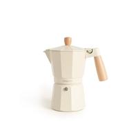 CREATE / THERA MOKA RETRO/Cafetera italiana sin adaptador para inducción blanco roto/Capacidad de 9 tazas, aluminio, 450 ml, válvula de seguridad, apta para gas, cocina eléctrica o vitro