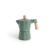 CREATE / THERA MOKA RETRO/Cafetera italiana sin adaptador para inducción verde sage/Capacidad de 6 tazas, aluminio, 350 ml, válvula de seguridad, apta para gas, cocina eléctrica o vitro