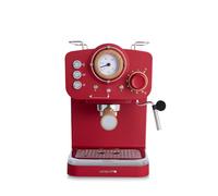 CREATE / THERA RETRO/Cafetera Express Semiautomática rojo mate y madera / 20 bares, brazo doble salida, depósito 1,25L, café molido y monodosis ESE 55mm, con vaporizador, 1100W