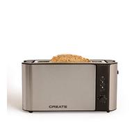 CREATE/TOAST CLASSIC/Tostadora de pan Plata y negra / 3 funciones, 6 niveles de temperatura, materiales resistentes, varillas superiores, control de tostado, 1000W