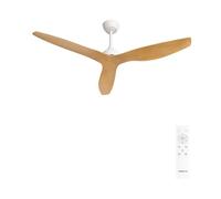 CREATE / WIND BALANCE/Ventilador de techo blanco efecto madera clara con mando / 40W, Silencioso, Ø132 cm, 6 velocidades, programable, función verano-invierno