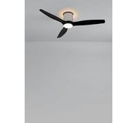 CREATE / WIND CALM CUSTOM RATTAN/Ventilador de techo con luz ratán negro aspas madera natural negro con mando / 40W, Doble luz, Ø132 cm, luz LED 3 temperaturas, función verano-invierno