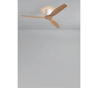 CREATE / WIND CALM CUSTOM RATTAN/Ventilador de techo ratán blanco aspas madera clara con mando / 40W, Silencioso, Ø132 cm, 6 velocidades