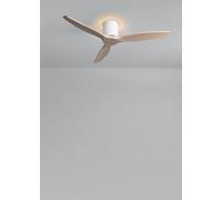 CREATE / WIND CALM CUSTOM RATTAN/Ventilador de techo ratán blanco aspas madera natural arena con mando / 40W, Silencioso, Ø132 cm, 6 velocidades
