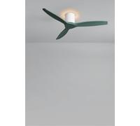 CREATE / WIND CALM CUSTOM RATTAN/Ventilador de techo ratán blanco aspas madera natural verde sage con mando / 40W, Silencioso, Ø132 cm, 6 velocidades