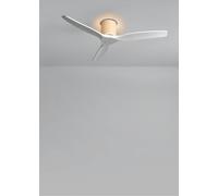 CREATE / WIND CALM CUSTOM RATTAN/Ventilador de techo ratán claro aspas madera natural blanco con mando / 40W, Silencioso, Ø132 cm, 6 velocidades