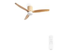 WIND CALM RATTAN - Ventilador De Techo 40W Silencioso Ø132 Cm Con Luz LED En Cuerpo Y Lámpara Mando A Distancia