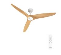 CREATE / WIND CENTURY L/Ventilador de techo blanco madera clara con mando / 40W, Silencioso, Ø152 cm, 6 velocidades, programable, función verano-invierno