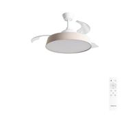 CREATE / WIND CLEAR CONTOUR/Ventilador de techo con luz lino natural con mando / 40W, Temporizador, Ø 107 cm, aspas retráctiles, 3 temperaturas de luz, función verano-invierno