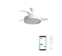 CREATE / WIND CLEAR EDGE/Ventilador de techo con luz blanco con mando y Wifi / 40W, Silencioso, Ø107 cm, 6 velocidades, aspas retráctiles, función verano-invierno, luz led 3 temperaturas