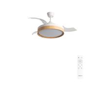 CREATE / WIND CLEAR EDGE/Ventilador de techo con luz blanco madera clara con mando / 40W, Silencioso, Ø107 cm, 6 velocidades, aspas retráctiles, función verano-invierno, luz led 3 temperaturas