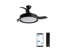 CREATE / WIND CLEAR EDGE/Ventilador de techo con luz negro con mando y Wifi / 40W, Silencioso, Ø107 cm, 6 velocidades, aspas retráctiles, función verano-invierno, luz led 3 temperaturas