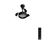 CREATE / WIND CLEAR LAMP/Ventilador de techo con luz negro con mando / 40W, Silencioso, Ø55 cm, 6 velocidades, aspas retráctiles, programable, función verano-invierno, luz led 3 temperaturas