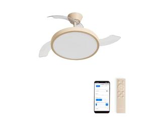 CREATE / WIND CLEAR STUDIO M/Ventilador de techo con luz arena con Wifi y mando / 40W, Temporizador, Ø 108 cm, 6 velocidades, aspas retráctiles, 3 temperaturas de luz, función verano-invierno